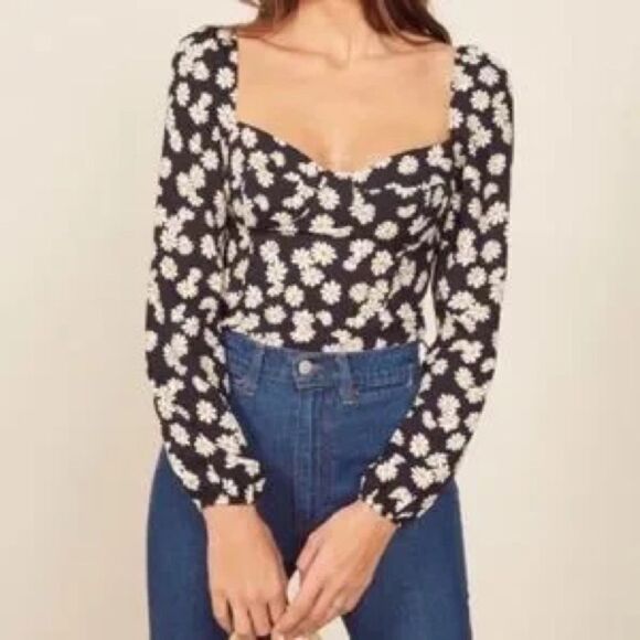 Reformation Daisy Print‎ Blouse - Picture 1 of 6